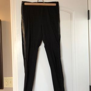 Old Navy black leggings with faux leather strip in legs.